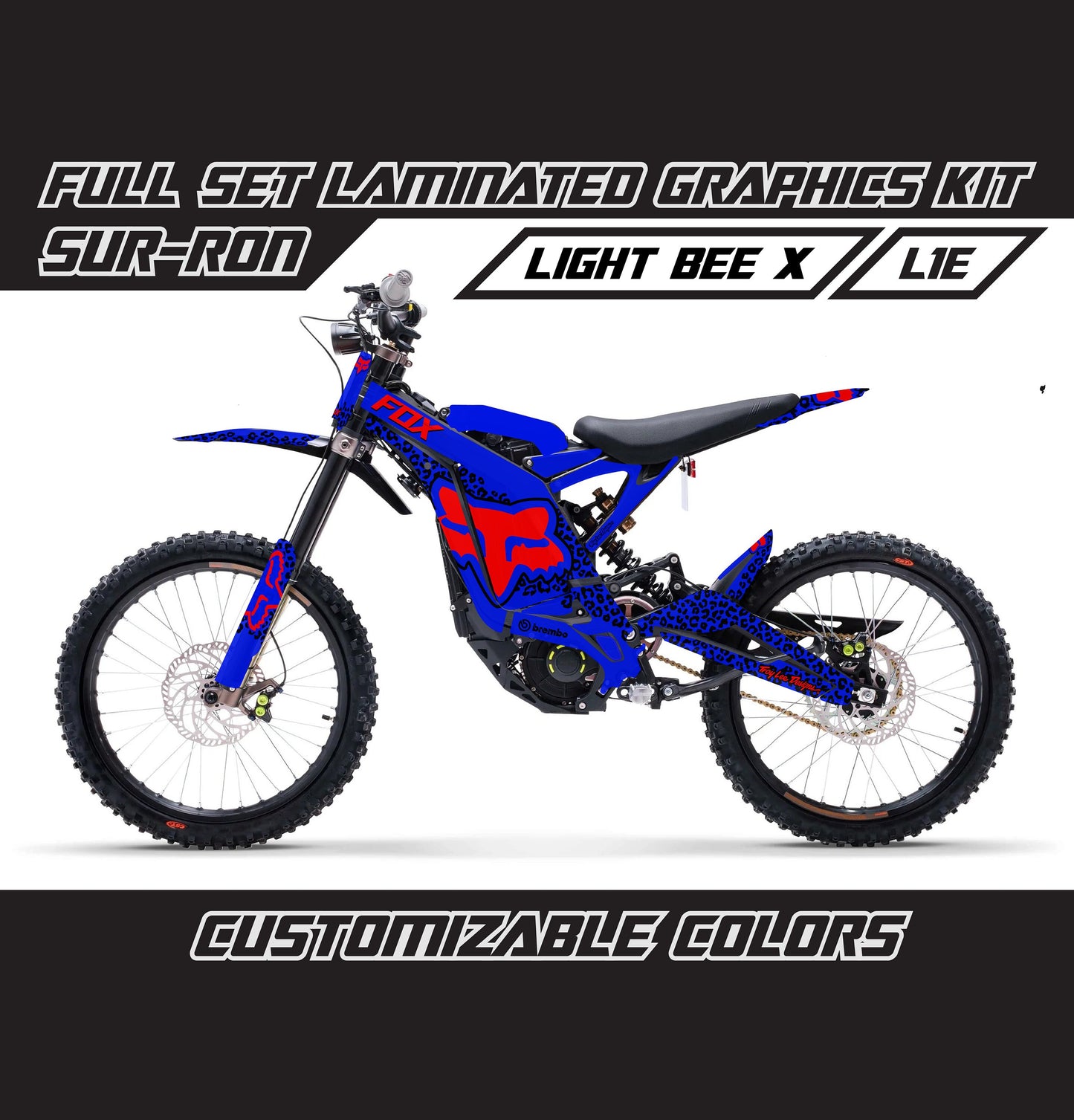 Sur Ron Light Bee X Graphics Kit - Blue Red Cheetah Fox