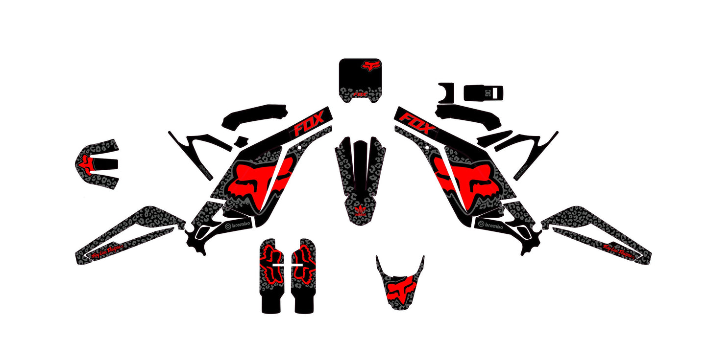 Sur Ron Light Bee X Graphics Kit - Black Red Cheetah Fox