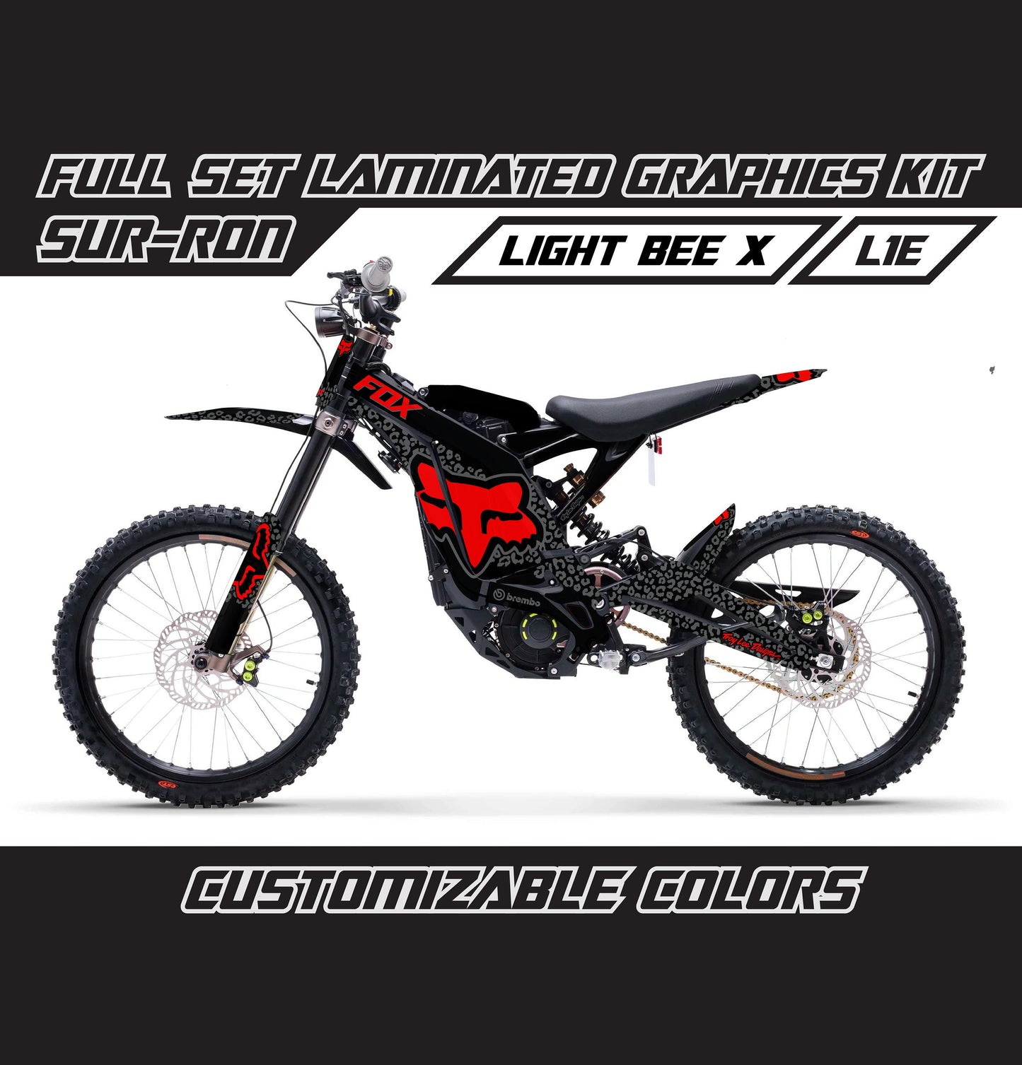 Sur Ron Light Bee X Graphics Kit - Black Red Cheetah Fox