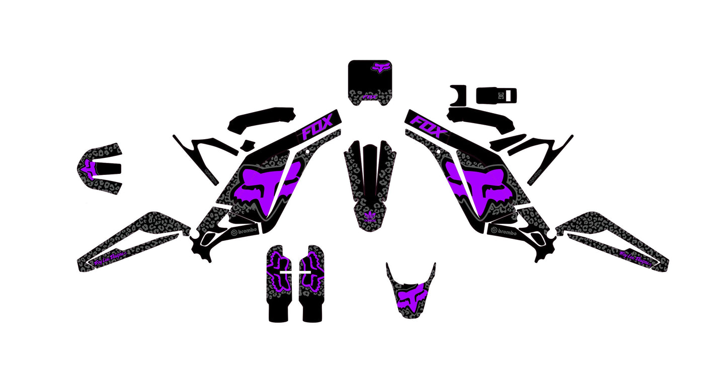 Sur Ron Light Bee X Graphics Kit - Black Violet Cheetah Fox