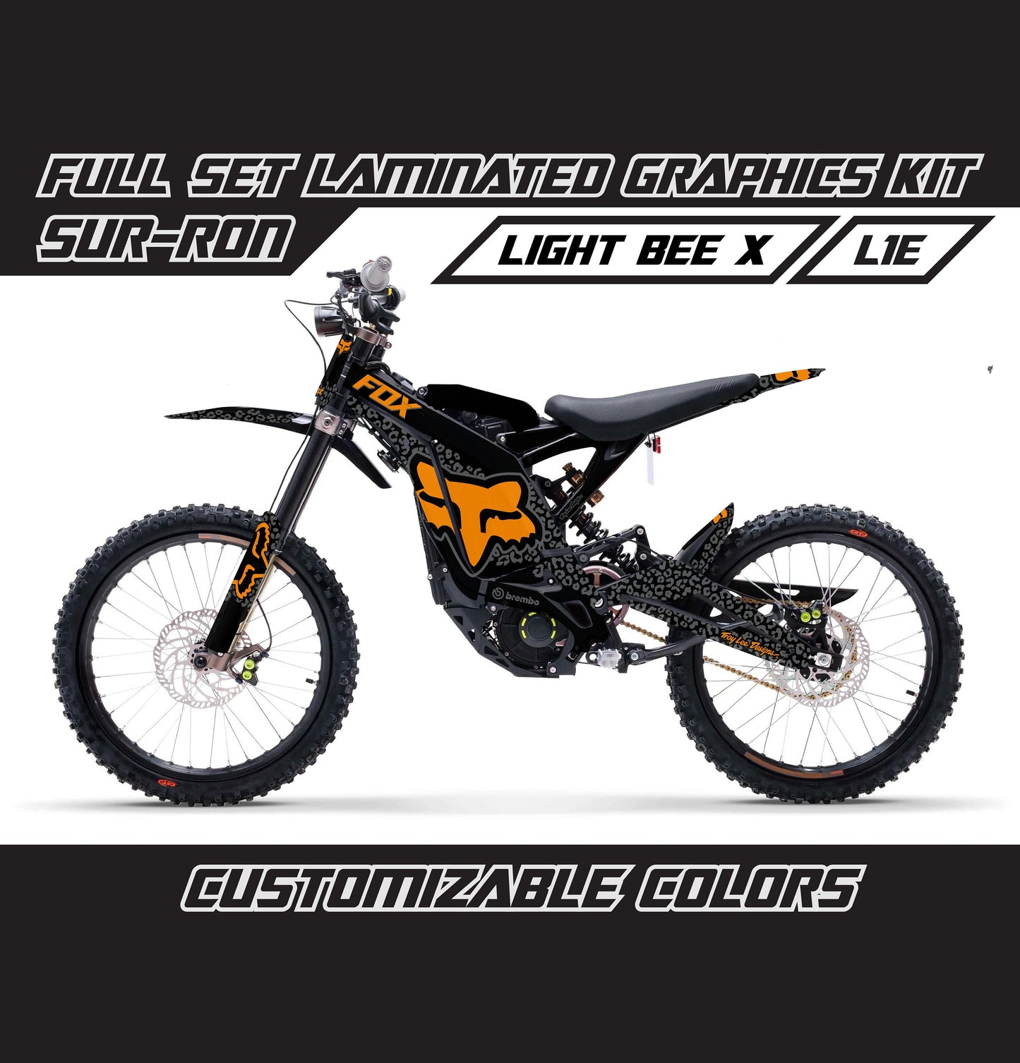 Sur Ron Light Bee X Graphics Kit - Black Orange Cheetah Fox