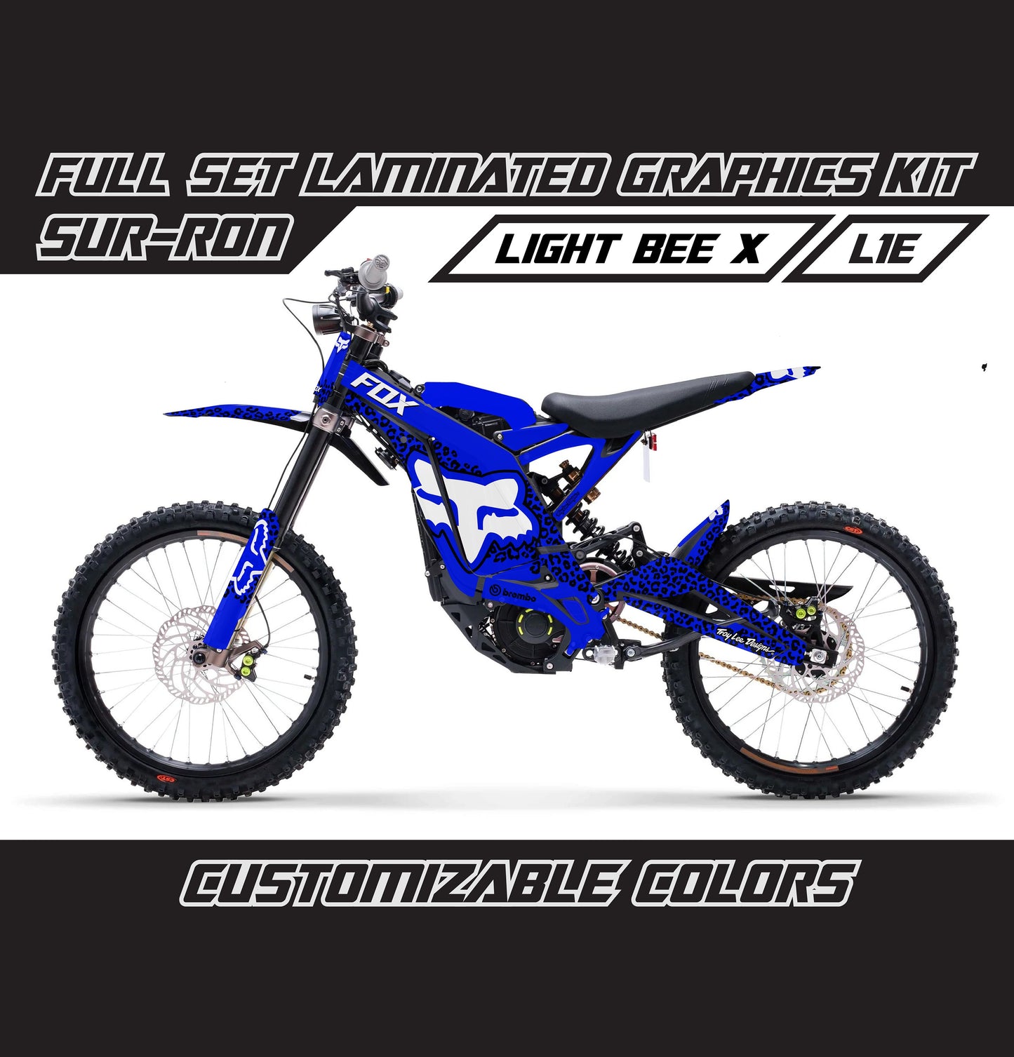 Sur Ron Light Bee X Graphics Kit - Blue White Cheetah Fox