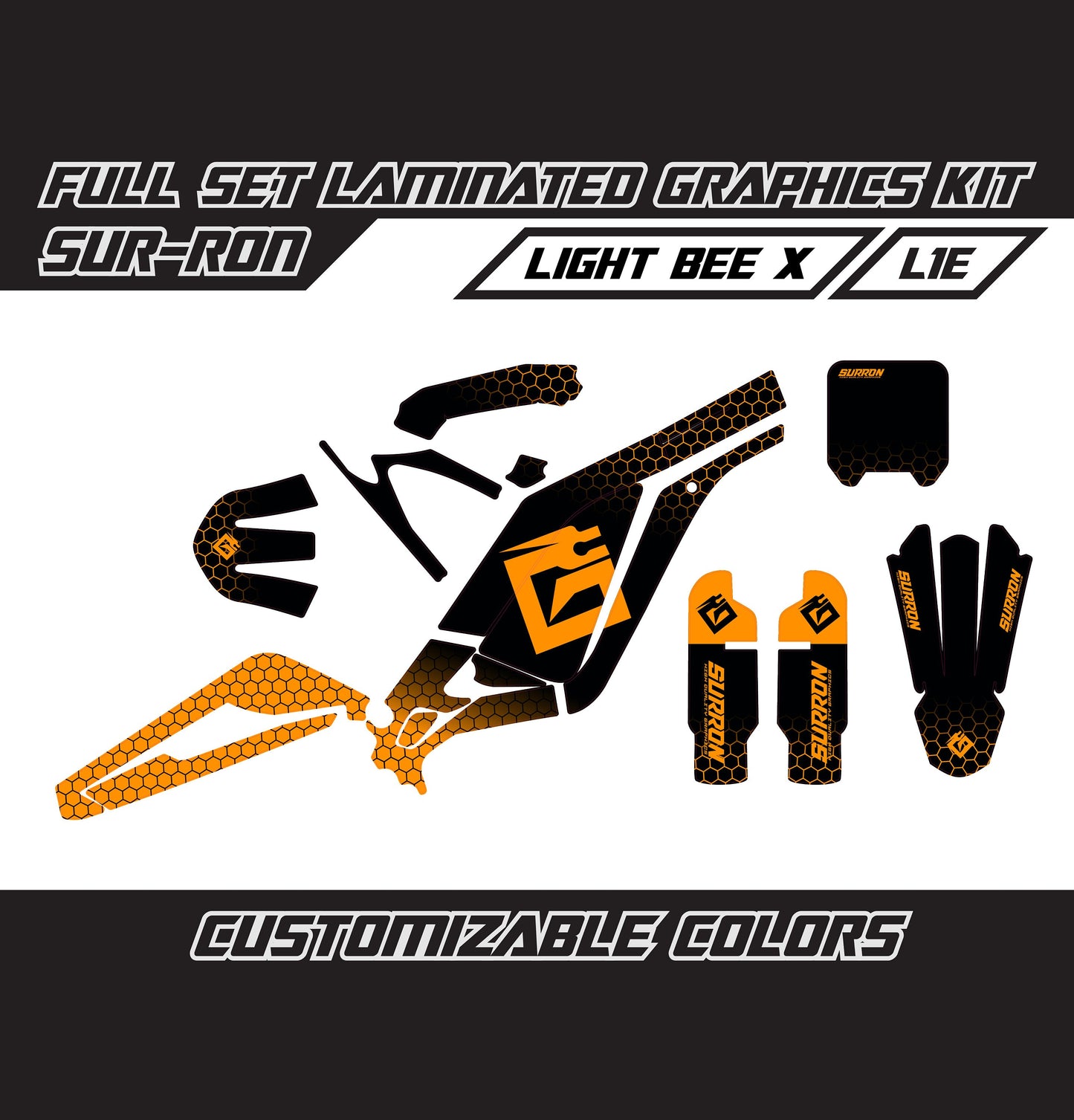 Sur Ron Light Bee X Graphics Kit - Orange Comb