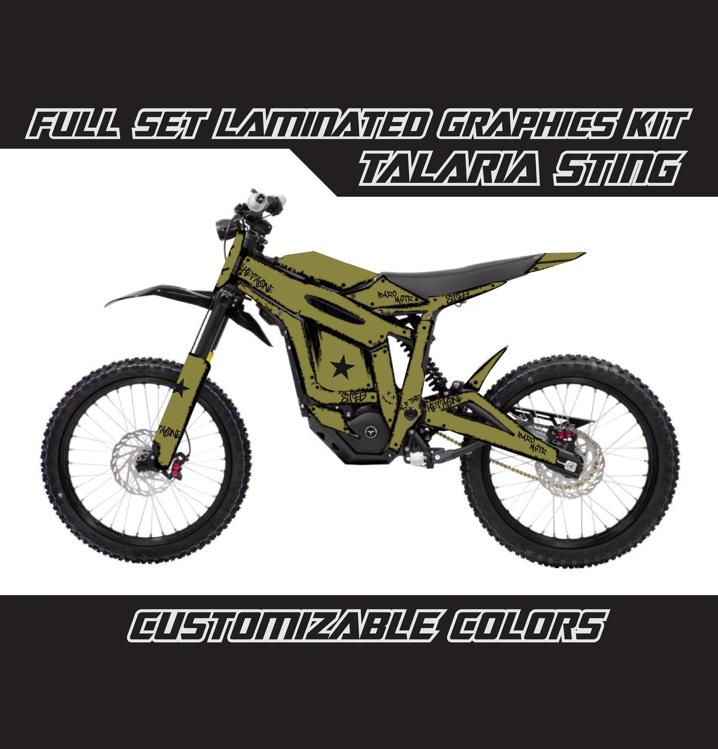 Talaria Sting Graphics Kit - Green Damaged Rat Style