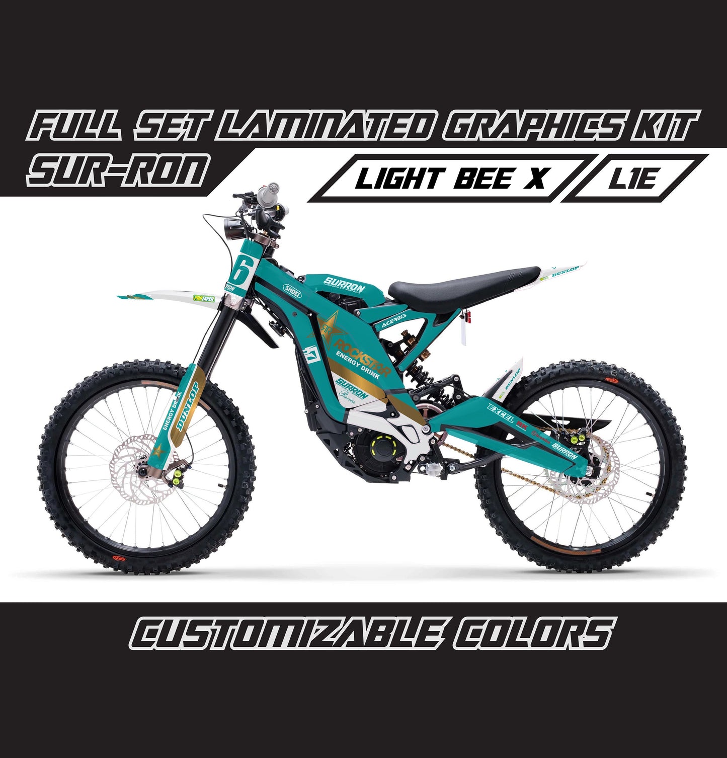 Sur Ron Light Bee X Graphics Kit - Turquoise Rockstar