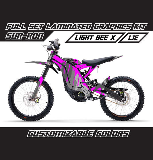 Sur Ron Light Bee X Purple Gray Camo Drip Graphics Kit