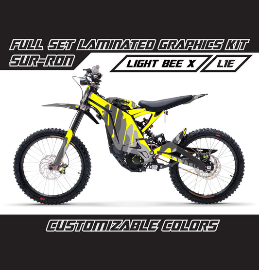 Sur Ron Light Bee X Yellow Gray Camo Drip Graphics Kit