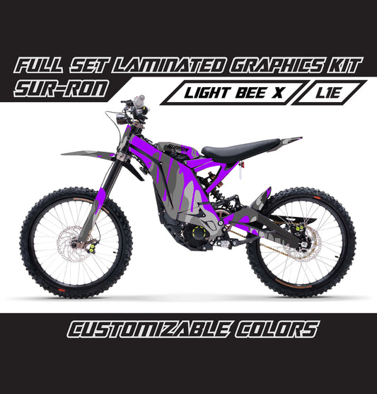 Sur Ron Light Bee X Violet Gray Camo Drip Graphics Kit