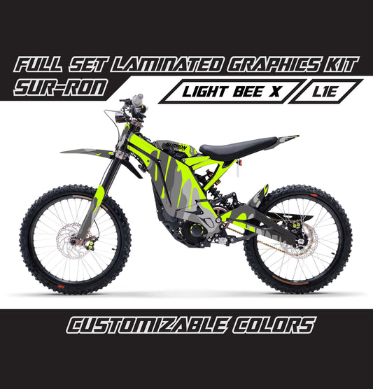 Sur Ron Light Bee X Lime Green Gray Camo Drip Graphics Kit