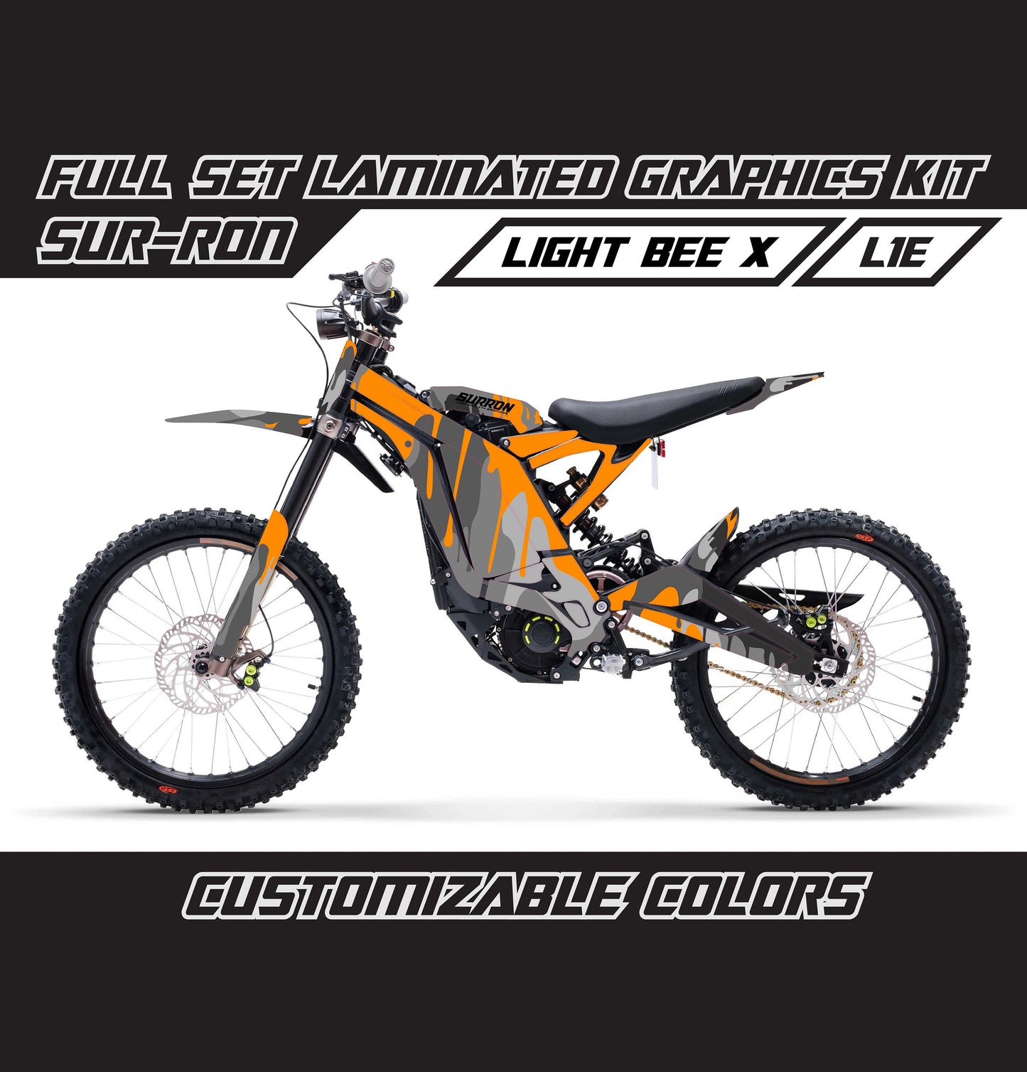 Sur Ron Light Bee X Graphics Kit - Orange Gray Camo Drip