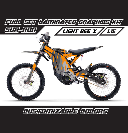 Sur Ron Light Bee X Orange Gray Camo Drip Graphics Kit