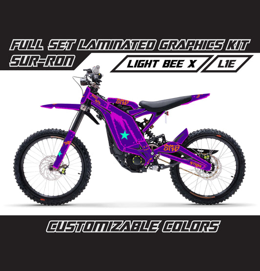 Sur Ron Light Bee X Purple Violet Damaged Style Graphics Kit