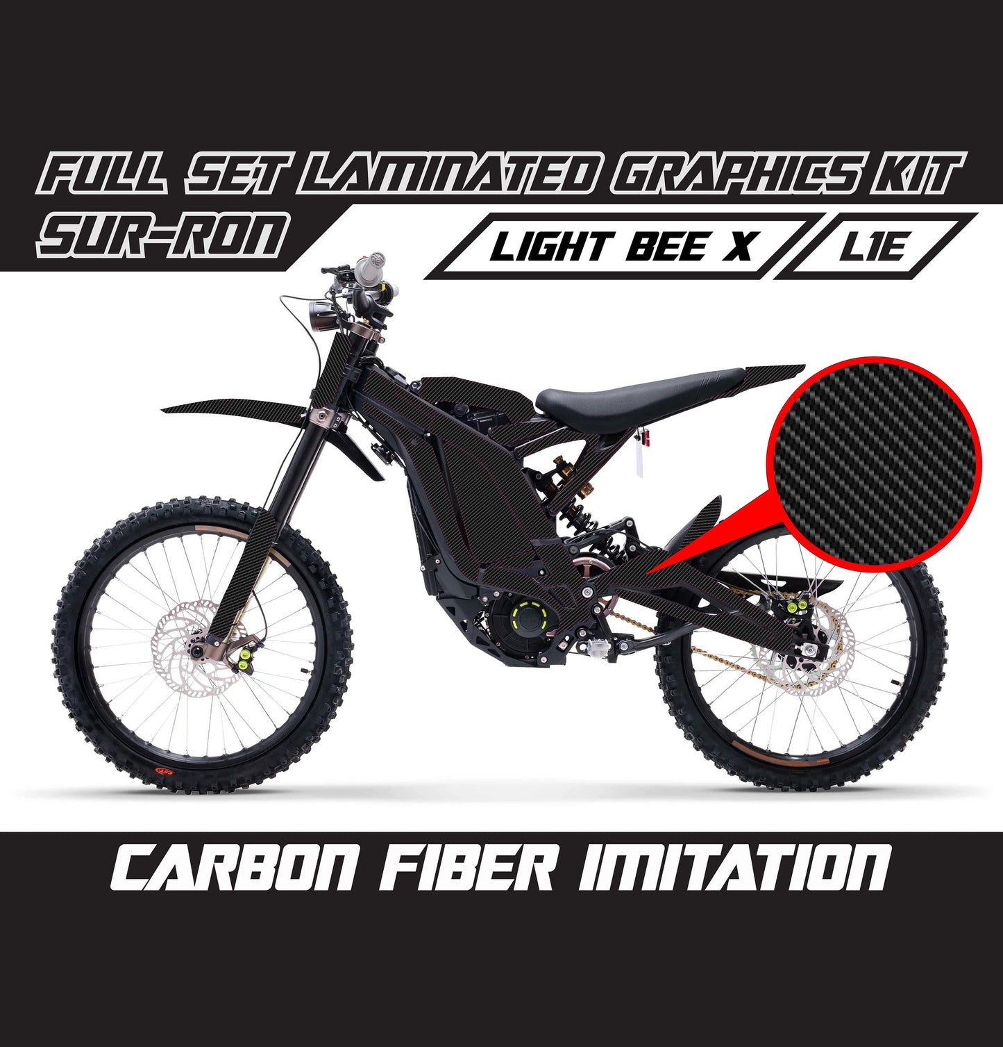 Sur Ron Light Bee X Graphics Kit - Carbon Fiber Style