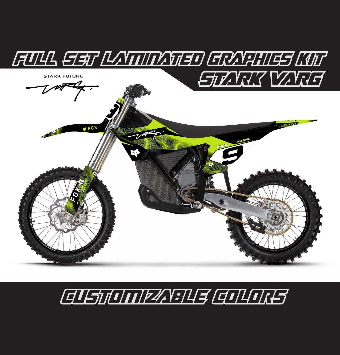 Stark Varg Graphics Kit - Lime Green Black Lines