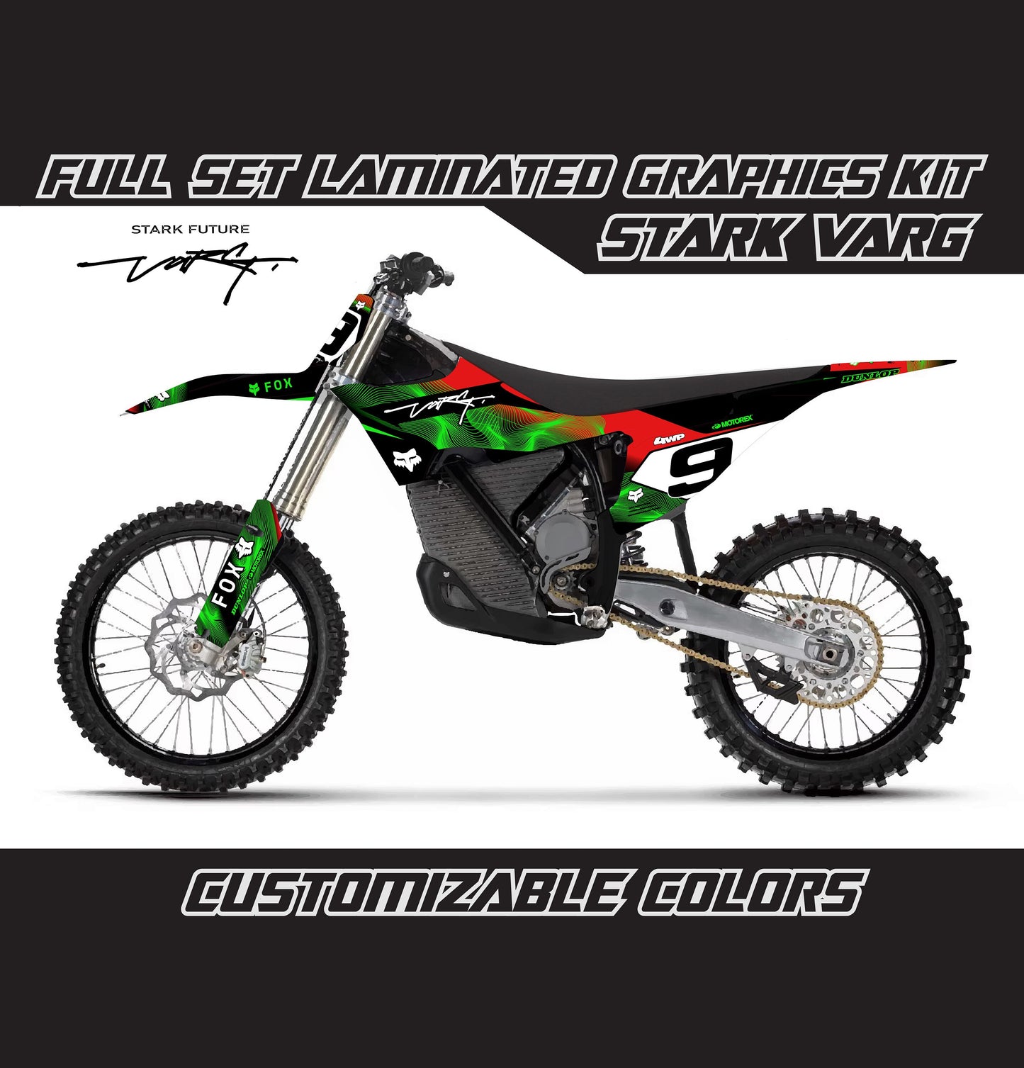 Stark Varg Graphics Kit - Red Green Lines