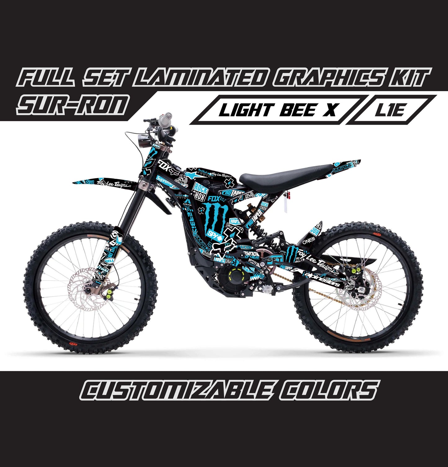 Sur Ron Light Bee X Graphics Kit - Sky Blue Stickerbomb