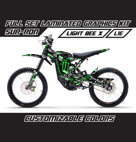 Sur Ron Light Bee X Green Stickerbomb Graphics Kit