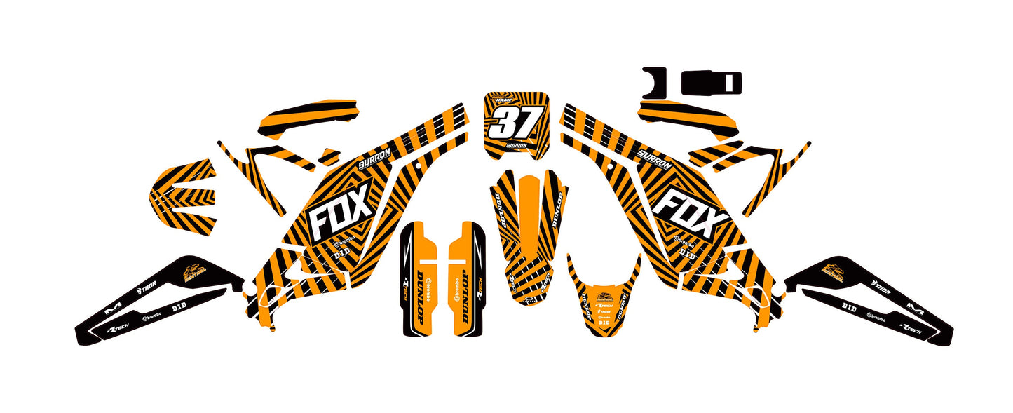 Sur Ron Light Bee X Graphics Kit - Orange Fox Lines