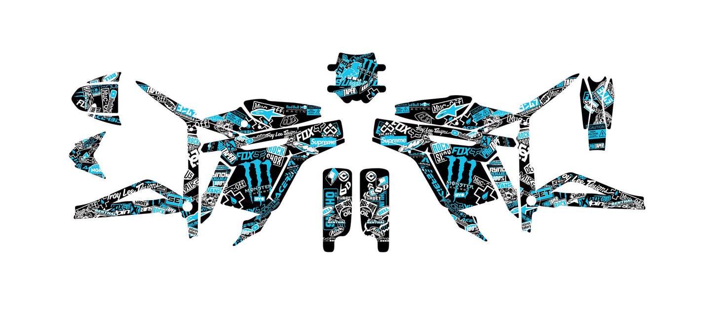 Talaria Sting Graphics Kit - Sky Blue Stickerbomb