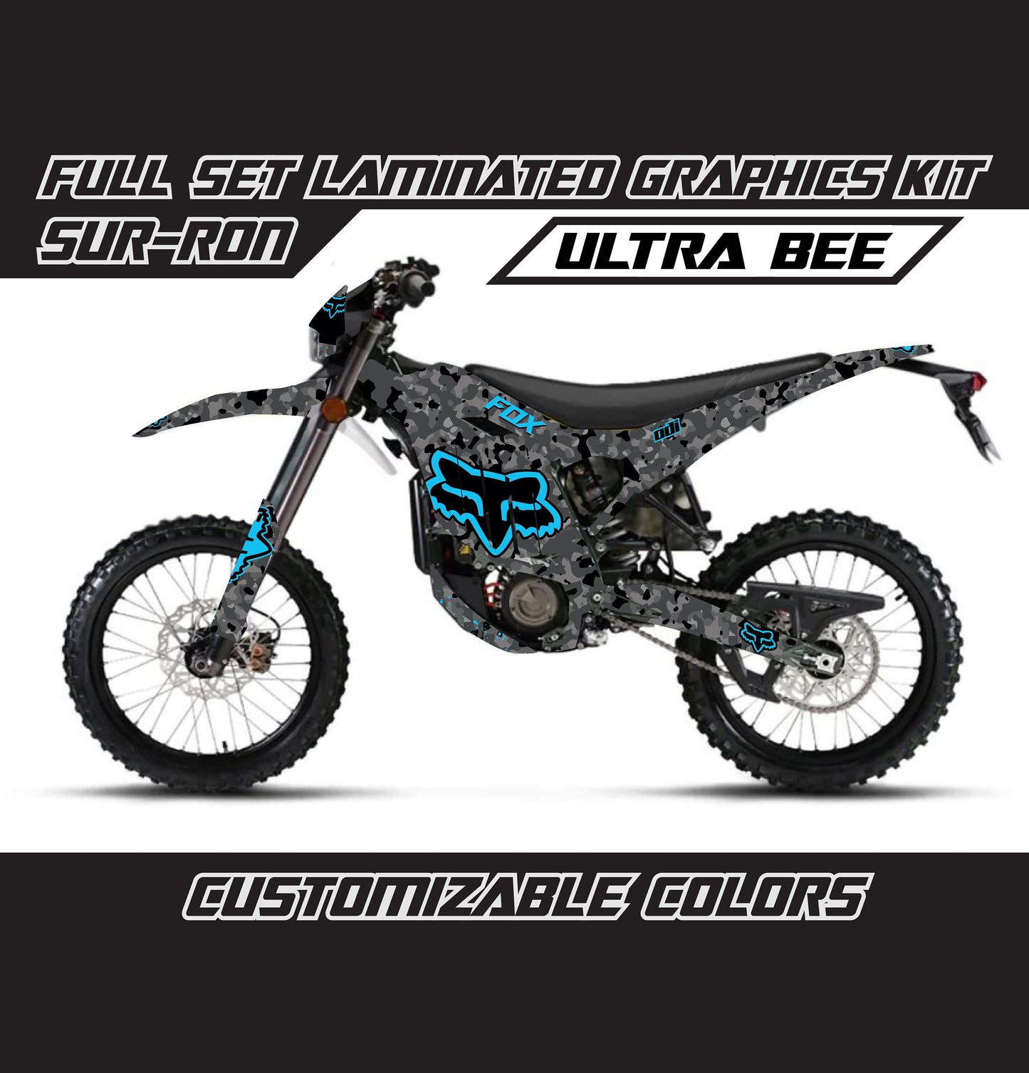 Sur Ron Ultra Bee Graphics Kit - Sky Blue Fox Camo