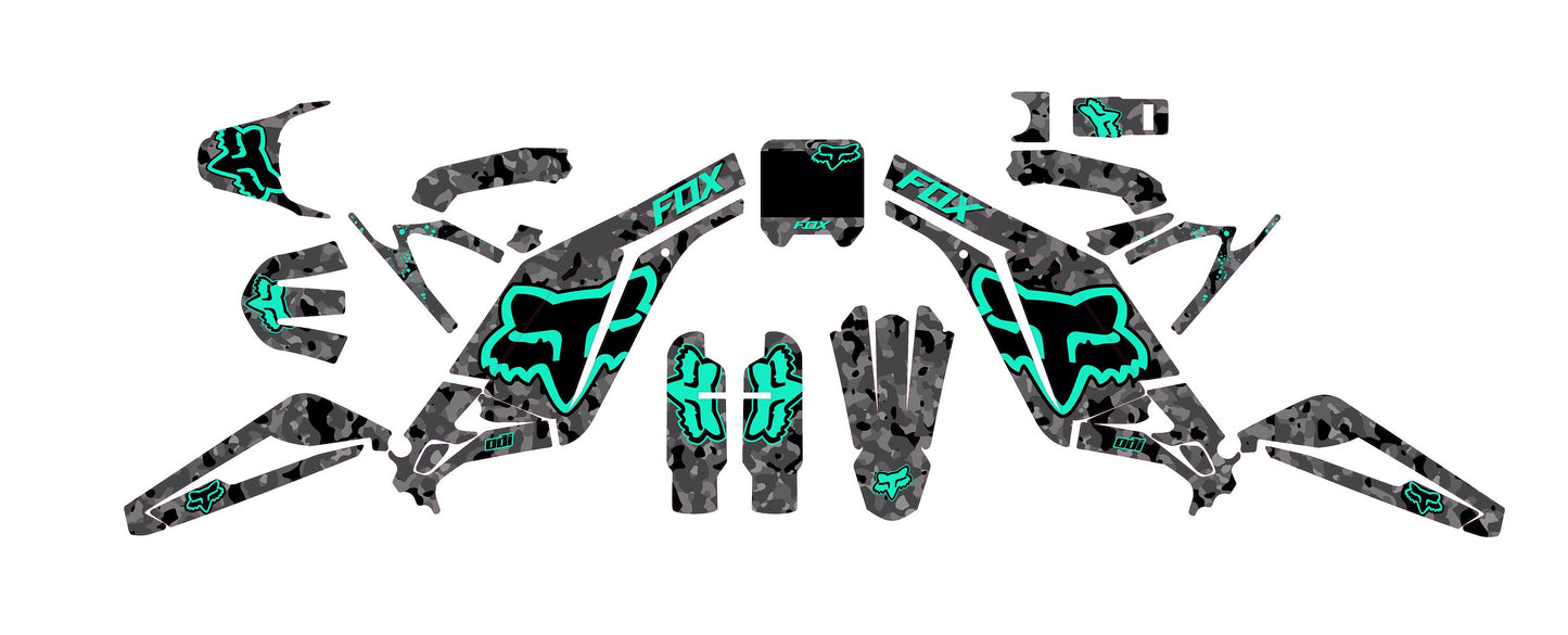 Sur Ron Light Bee X Graphics Kit - Turquoise Camouflage Fox