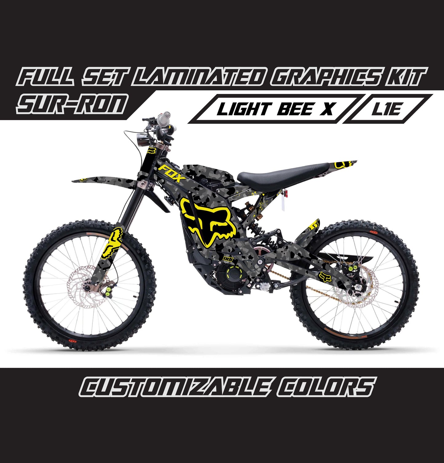 Sur Ron Light Bee X Graphics Kit - Yellow Camouflage Fox