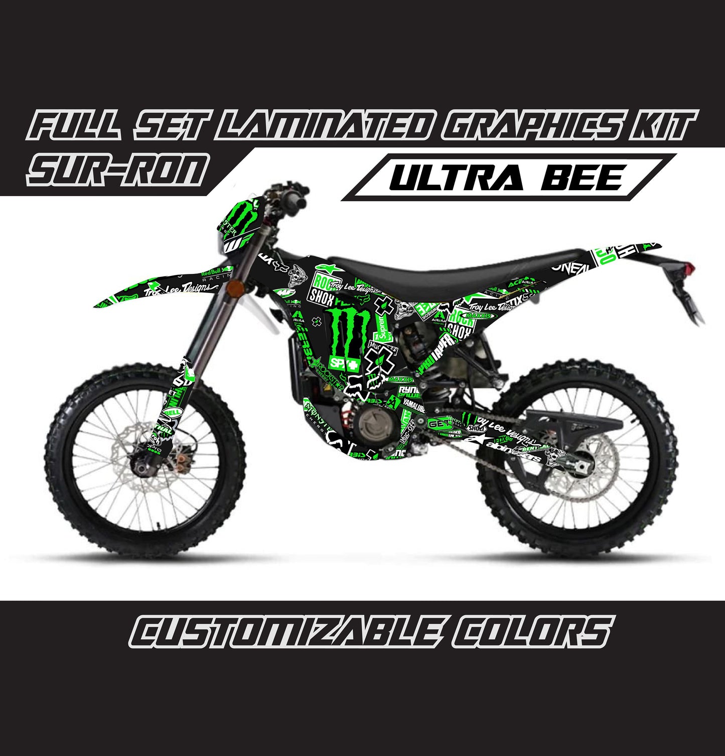 Sur Ron Ultra Bee Graphics Kit - Green Stickerbomb