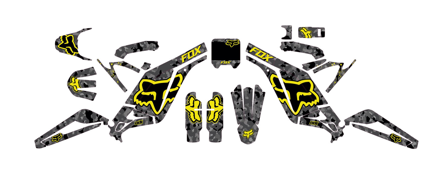 Sur Ron Light Bee X Graphics Kit - Yellow Camouflage Fox