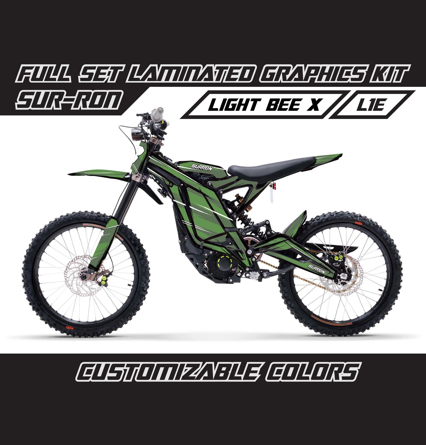 Sur Ron Light Bee X Graphics Kit - Army Green Cartoon Style