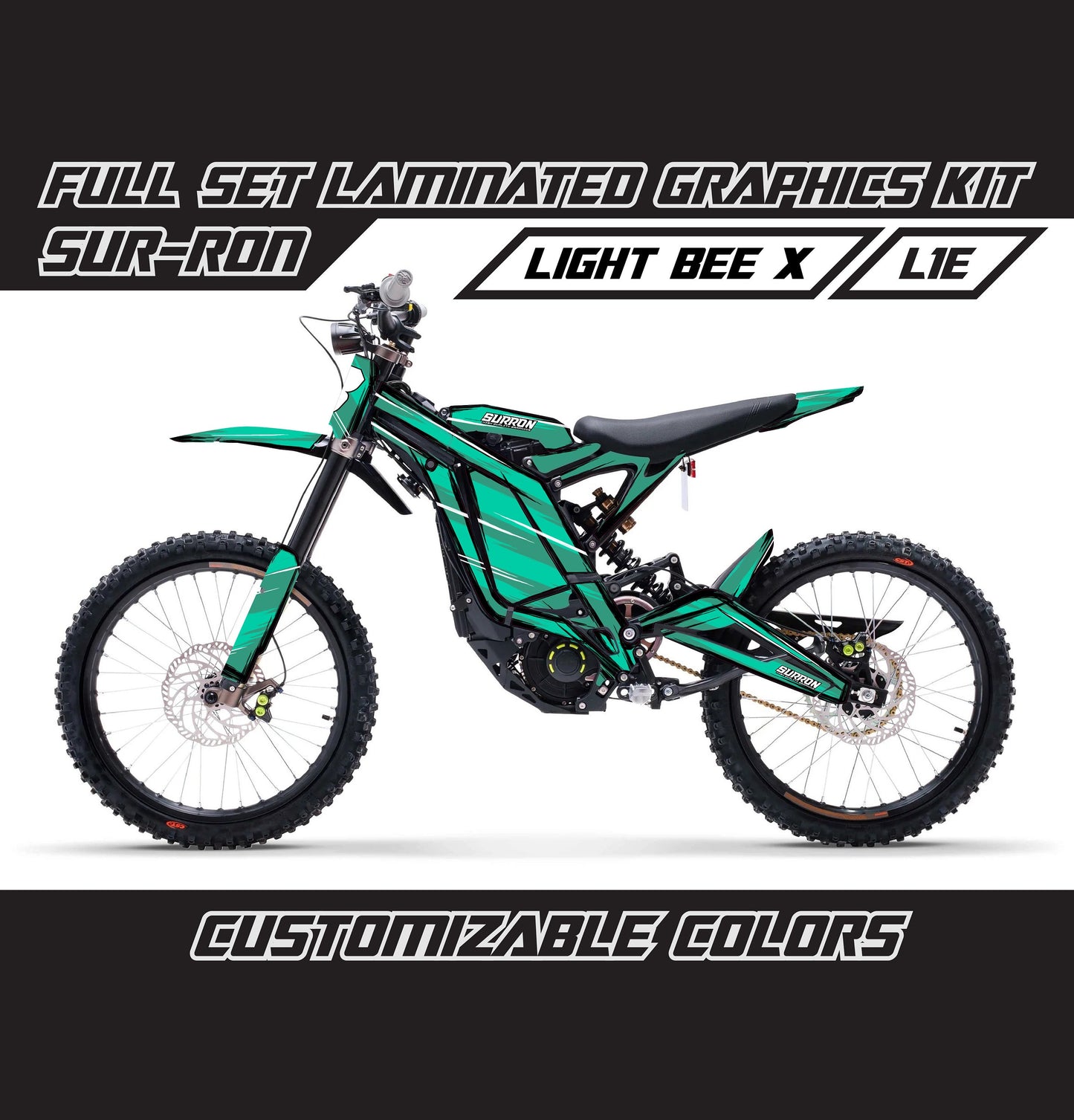 Sur Ron Light Bee X Graphics Kit - Turquoise Cartoon Style