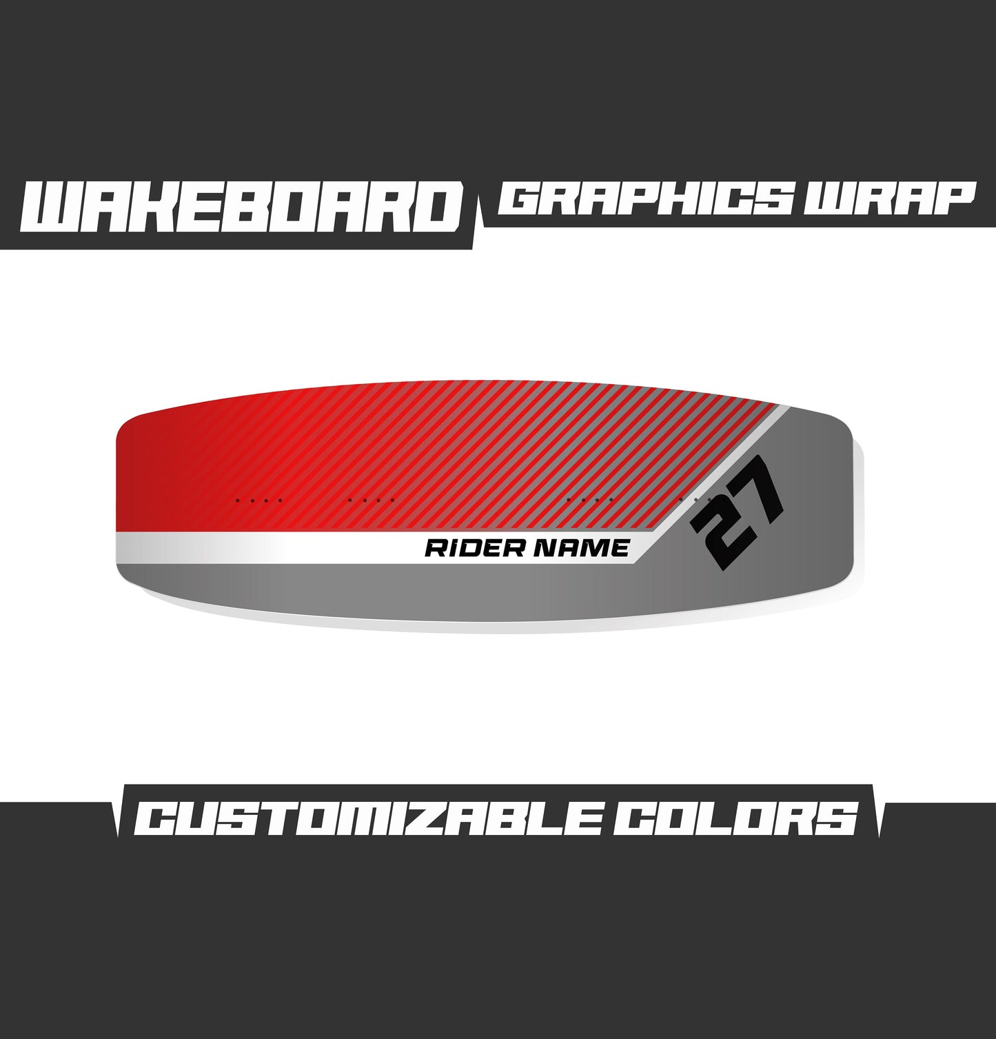 WAKEBOARD Red Gray Graphics Kit