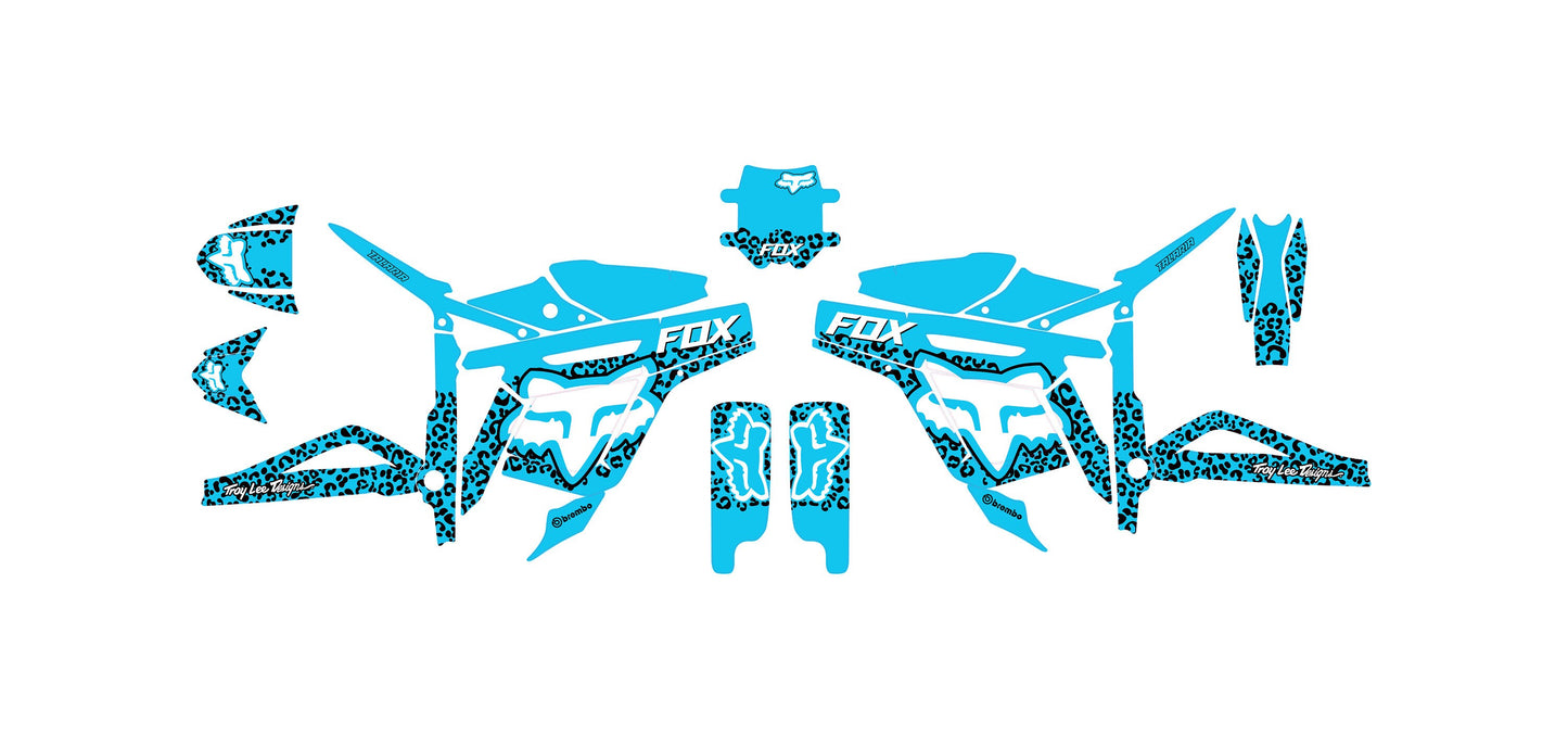 Talaria Sting Graphics Kit - Sky Blue Cheetah Fox