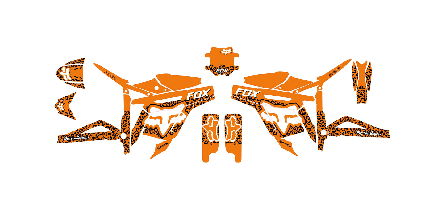 Talaria Sting Graphics Kit - Orange White Cheetah Fox