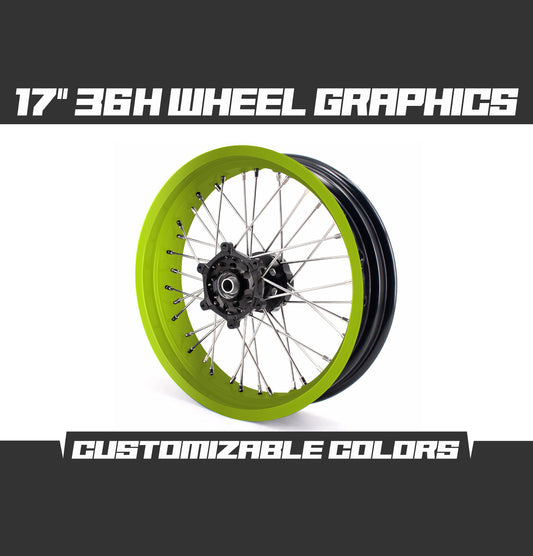 Supermoto 17" Fluo Lime Green Wheels Graphics Kit