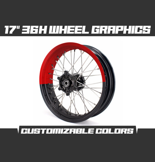 Supermoto 17" Red Black Wheels Graphics Kit