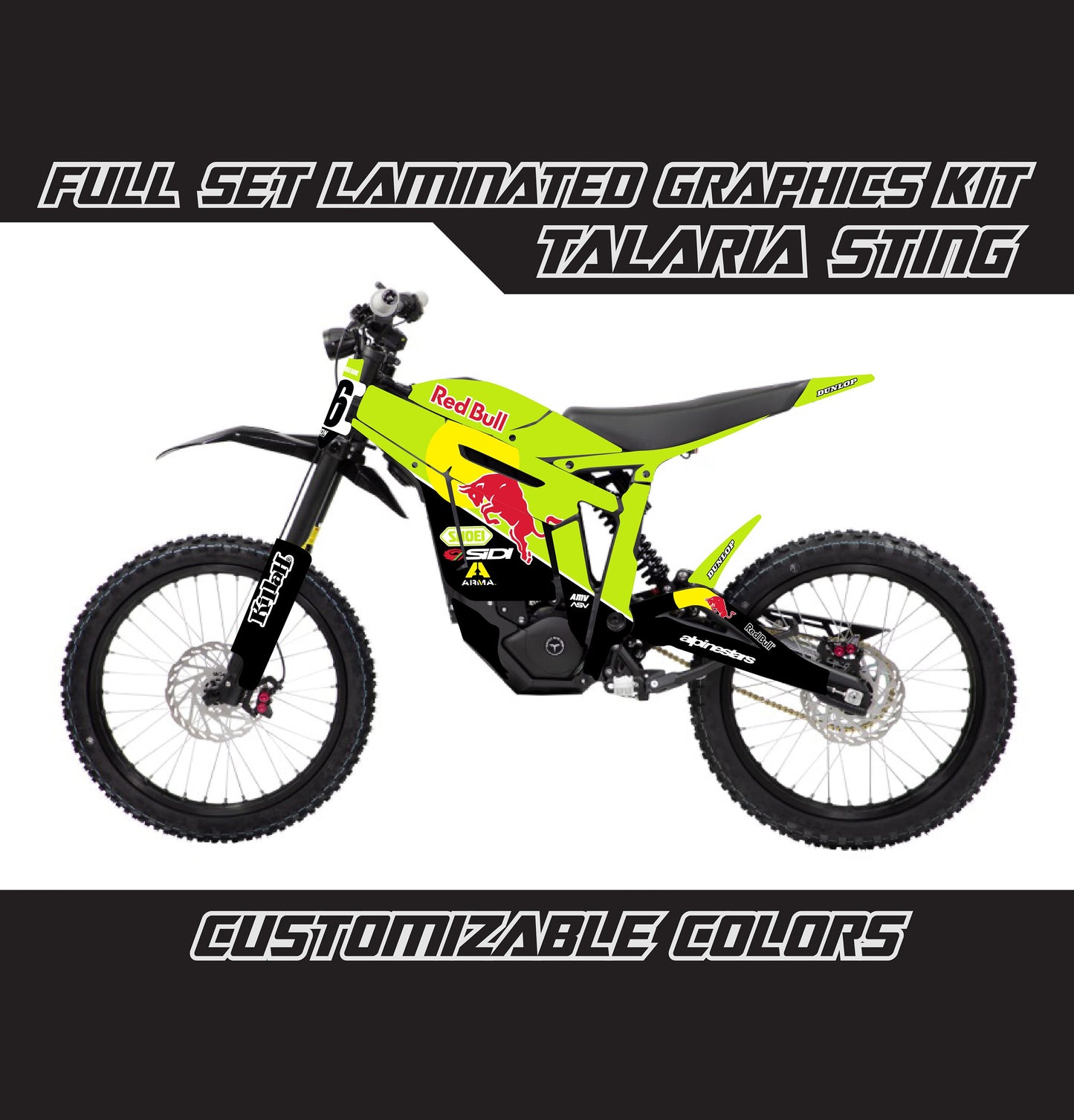 Talaria Sting Graphics Kit - Lime Green R Bull