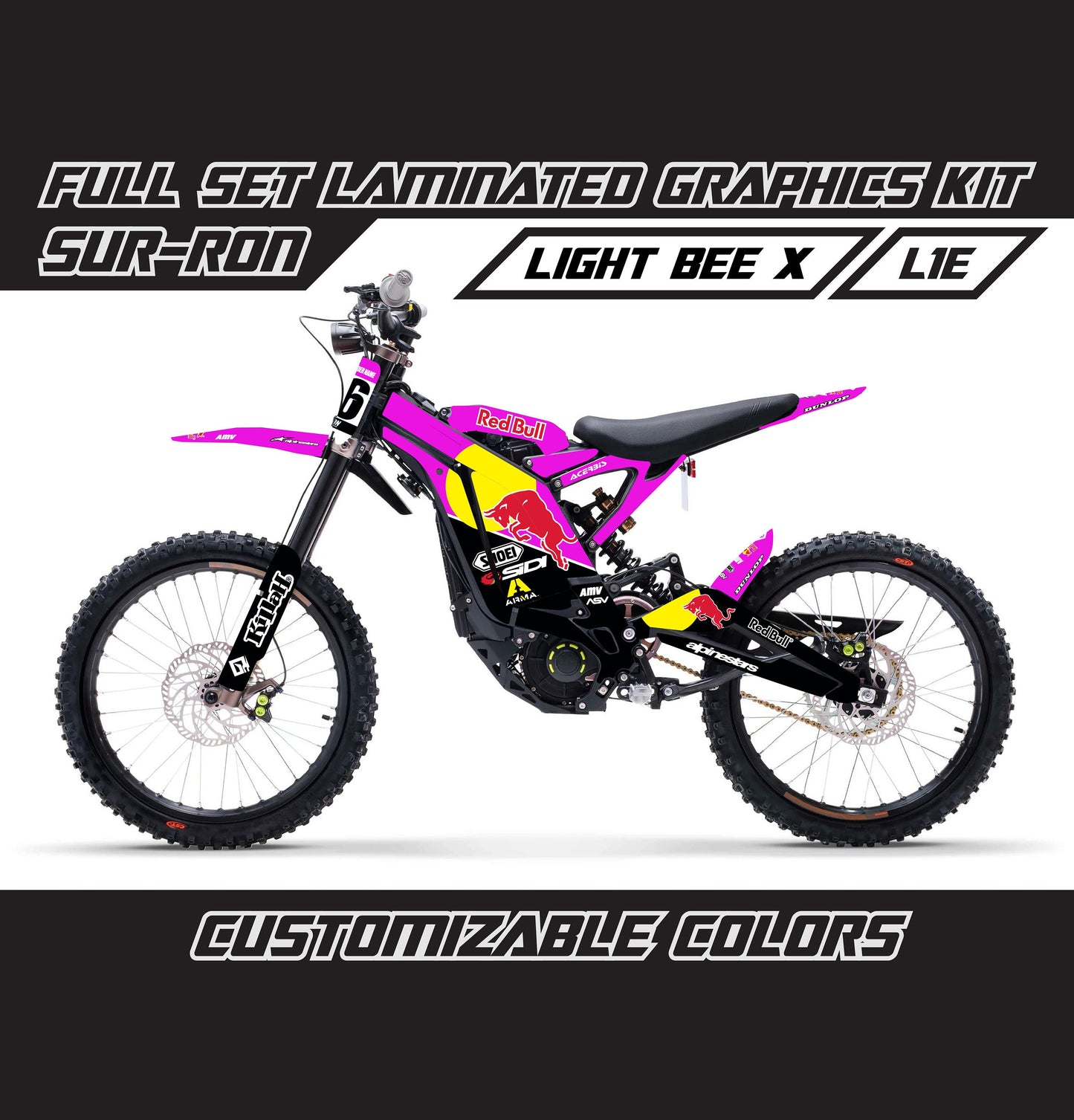 Sur Ron Light Bee X Graphics Kit - Purple R Bull