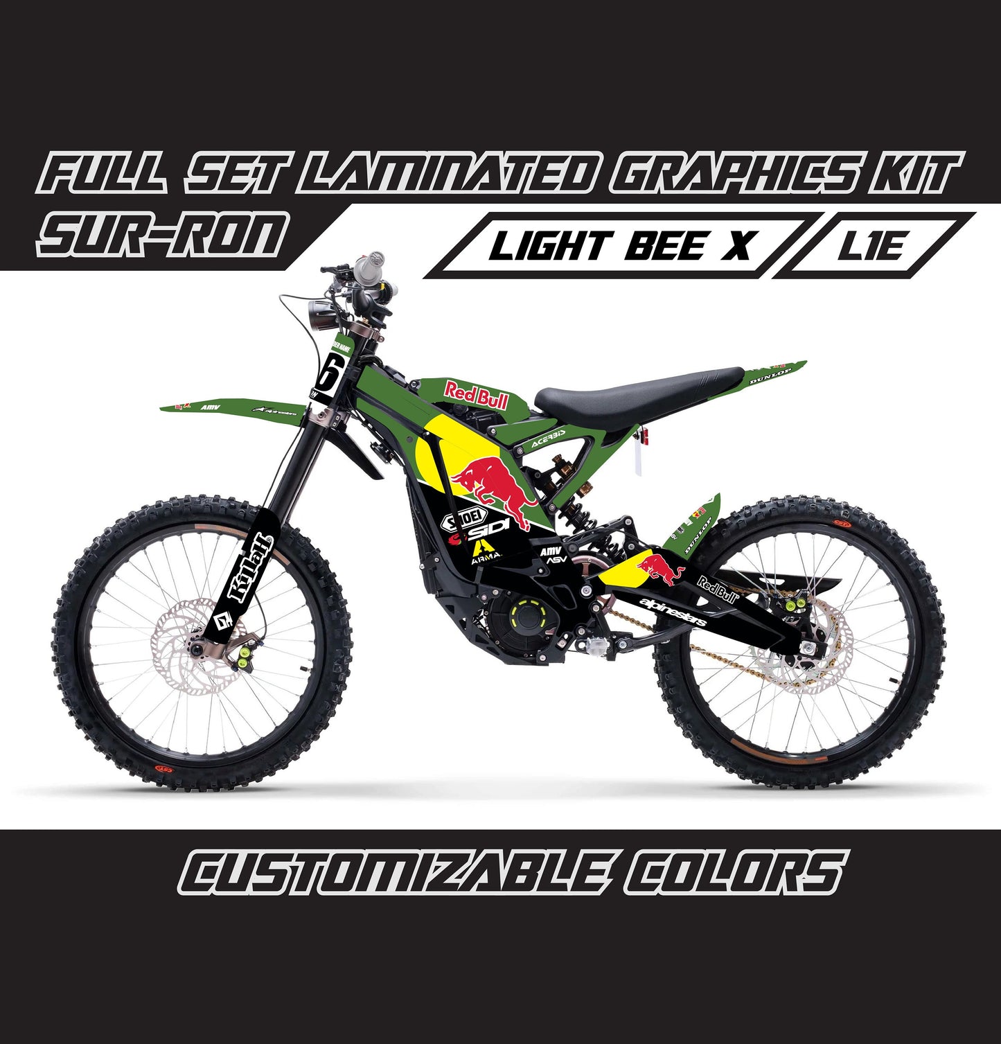 Sur Ron Light Bee X Graphics Kit - Green R Bull